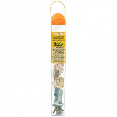 tubo transparente com miniaturas de monumentos e tampa laranja