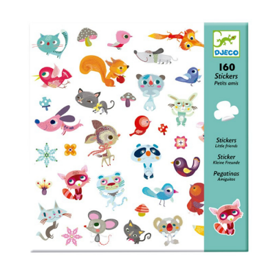 Pacote de autocolantes de animais e natureza da DJECO com 160 peças em embalagem branca e verde