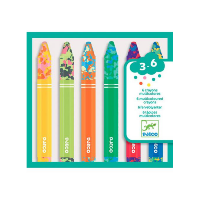 Conjunto de 6 lápis de cera multicoloridos DJECO para crianças 3-6 anos
