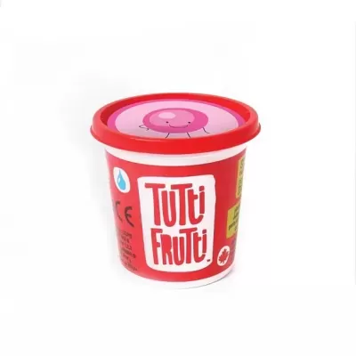 Recipiente de plástico TUTTI FRUTTI com tampa vermelha e design colorido