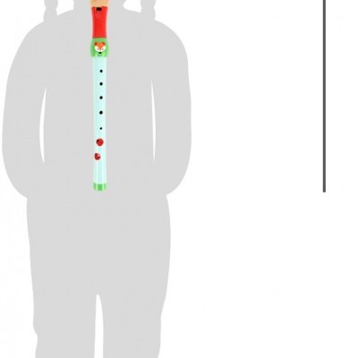 Flauta colorida de madeira com 33 cm na silhueta de criança