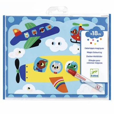 Conjunto de colorir mágico para crianças com aviões e helicópteros coloridos