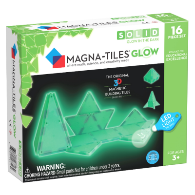 Caixa de conjunto de peças magnéticas MAGNA-TILES GLOW brilhantes