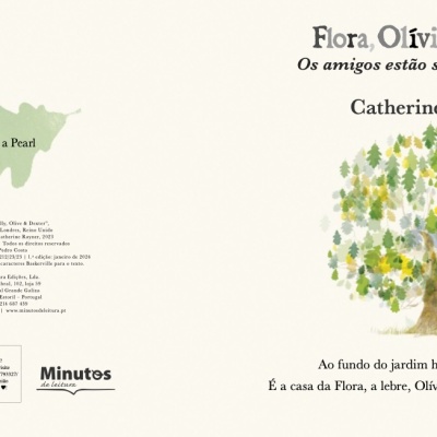 Capa de livro infantil com título, ilustração de carvalho e animais, fundo branco