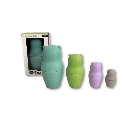 Conjunto de 4 bonecas russas hipopótamo coloridas com embalagem