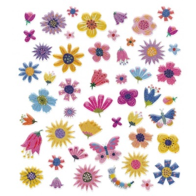 autocolantes de flores e borboletas coloridos