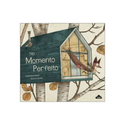 Capa de livro ilustrada com casa na árvore e cão vestido