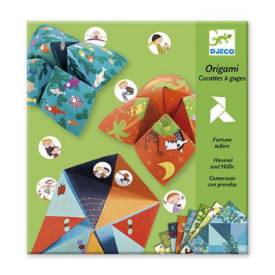 Caixa de origami DJECO com pregos de papel coloridos e ilustrados em embalagem verde