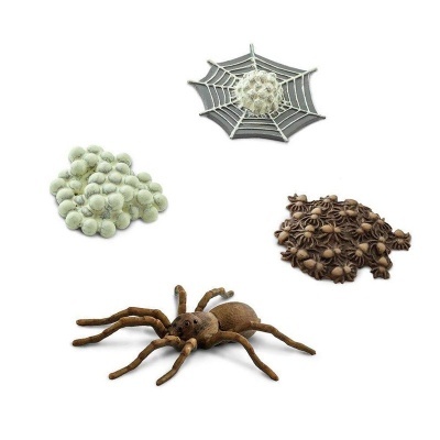Objetos decorativos de aranha e teia em várias cores e texturas