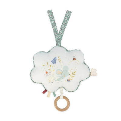 Móbile pendente para bebé em forma de nuvem com desenho de elefante e anel de madeira