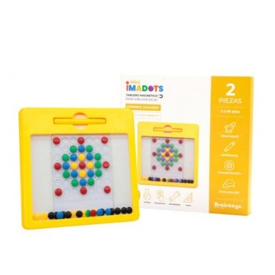 Jogo educativo Mini Imadots com base amarela e pinos coloridos