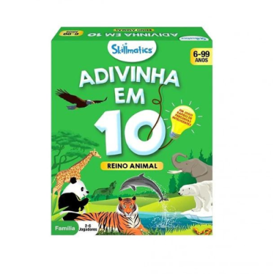 Caixa de jogo educativo Adivinha em 10 Reino Animal com ilustrações de animais