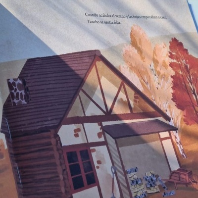 Ilustração de casa com árvores de outono em revista