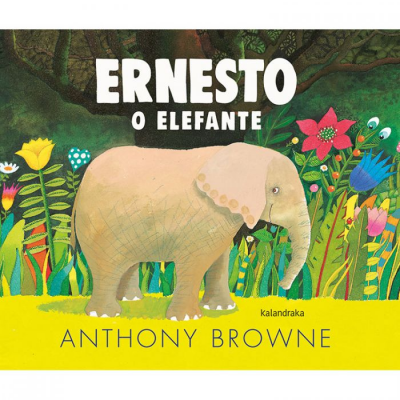 Capa de livro infantil com elefante e flores coloridas
