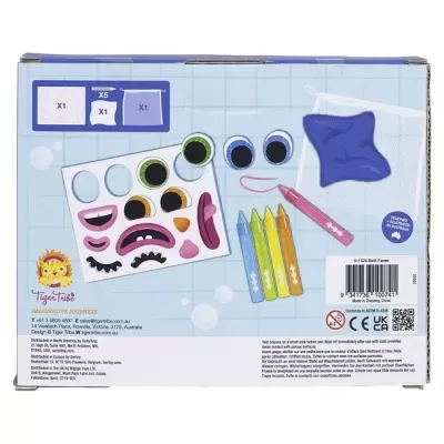 Kit de artesanato com marcadores coloridos e adesivos faciais.