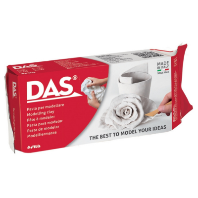 Barra de pasta para modelar em embalagem vermelha e branca com imagens de modelos cinzentos