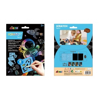 Kit riscar espaço com 8 moldes e caneta de madeira, embalagem colorida