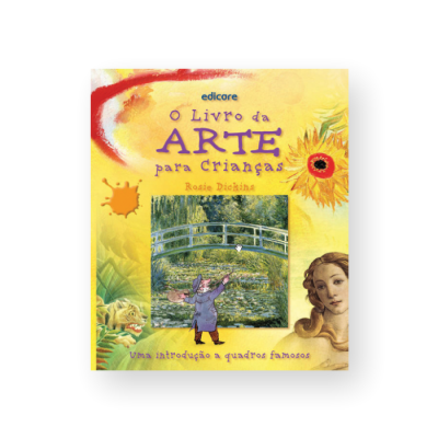 Capa de livro infantil sobre arte com ilustrações coloridas e texto em português.