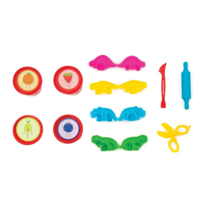 Conjunto colorido de utensílios de cozinha para crianças com diversos moldes e acessórios de plástico