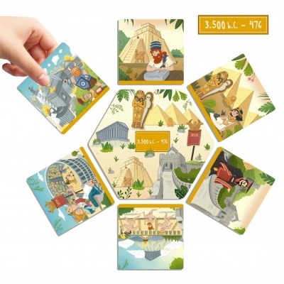 Cartas históricas coloridas com figuras e texto 3.500 b.C. - 476