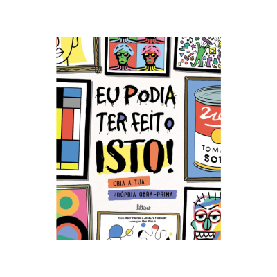 Capa de livro com texto grande e várias imagens coloridas em molduras.