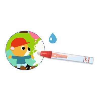 Marcador vermelho STABILO com personagem infantil e símbolo de gota azul