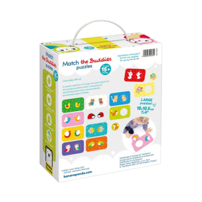 Caixa de puzzles Match the Buddies com imagens de animais para crianças
