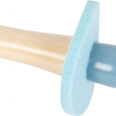 Chupeta para bebé em madeira, silicone e tecido azul claro