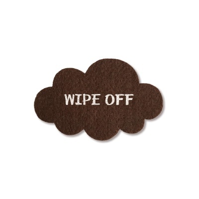 Tapete castanho nuvem com texto WIPE OFF