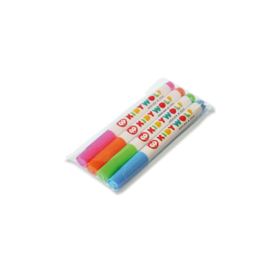 Quatro canetas coloridas KIDYWOLF embaladas em plástico transparente