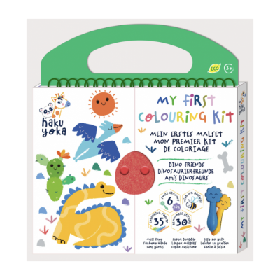 Kit infantil para colorir com ilustrações coloridas e alça verde
