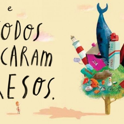 Ilustração colorida de uma árvore com vários objetos em seus galhos e texto em português ao lado.