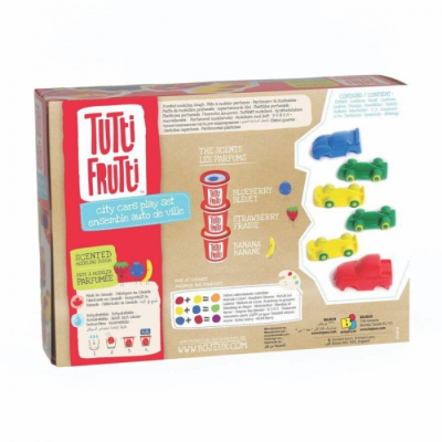 Embalagem de jogo Tutti Frutti city cars play set com carrinhos coloridos e aromas