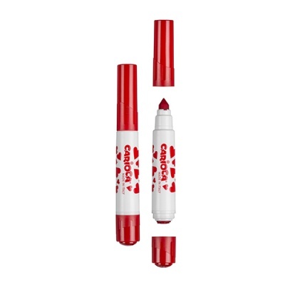 Marcador vermelho CARIOCA Double com duas pontas e tampa dupla