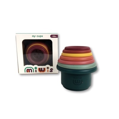 Copos empilháveis em silicone coloridos com embalagem