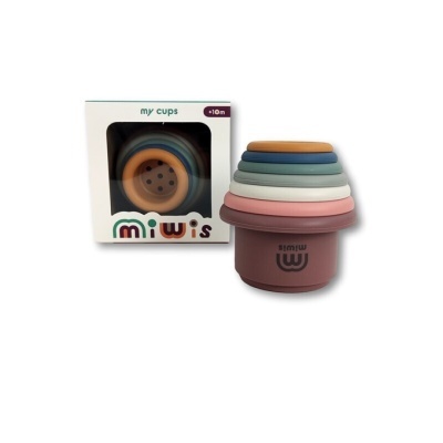 Conjunto de copos empilháveis coloridos em silicone com embalagem