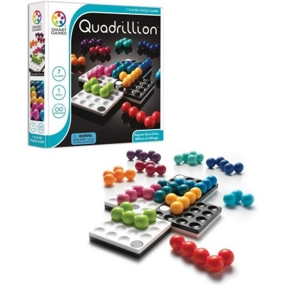 Jogo de puzzle Quadrillion com peças coloridas e suportes quadrados