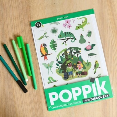 Livro de atividades POPPIK MINI DISCOVERY verde com marcadores