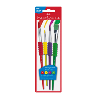 Conjunto de quatro pincéis Faber-Castell em embalagem vermelha