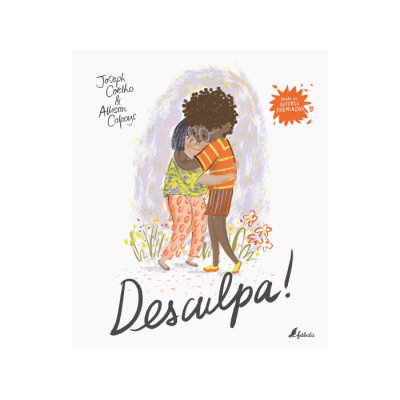 Capa de livro infantil com duas crianças a abraçarem-se e a palavra 