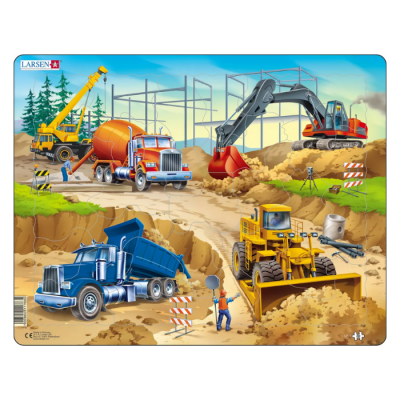 Ilustração de canteiro de obras com veículos de construção e trabalhadores