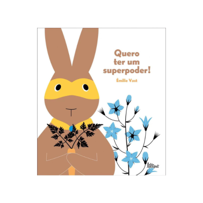 Capa de livro com coelho e flores azuis