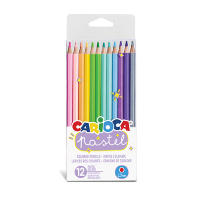 Caixa de 12 lápis de cor Carioca Pastel em várias cores