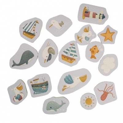 Autocolantes decorativos com desenhos de temas marítimos em tons pastel