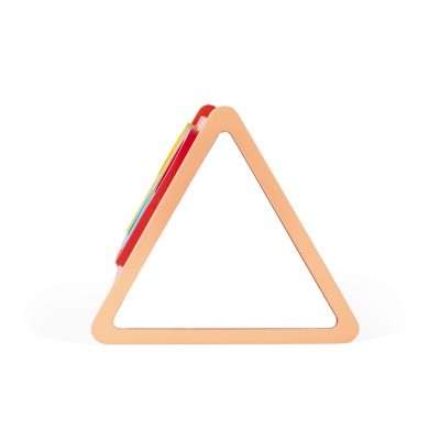 Suporte triangular em madeira com abas coloridas