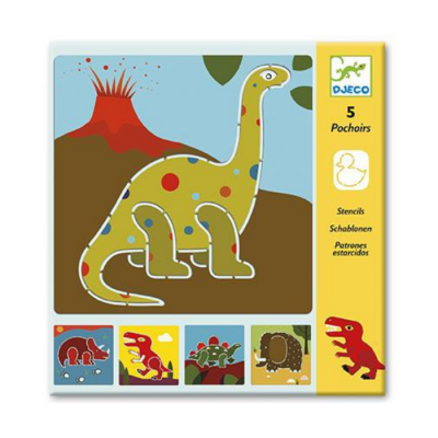 Pacote de estênceis de dinossauros DJECO com 5 modelos coloridos