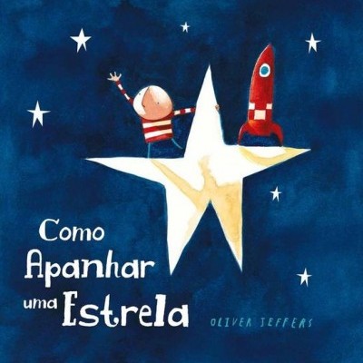 Capa de livro infantil com boneco numa estrela e texto em português.