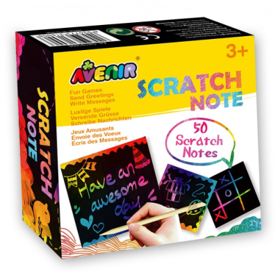 Embalagem colorida do AVENIR SCRATCH NOTE com 50 folhas para riscar e mensagens escritas