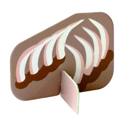 Suporte para unhas postiças castanho com desenhos brancos e rosa