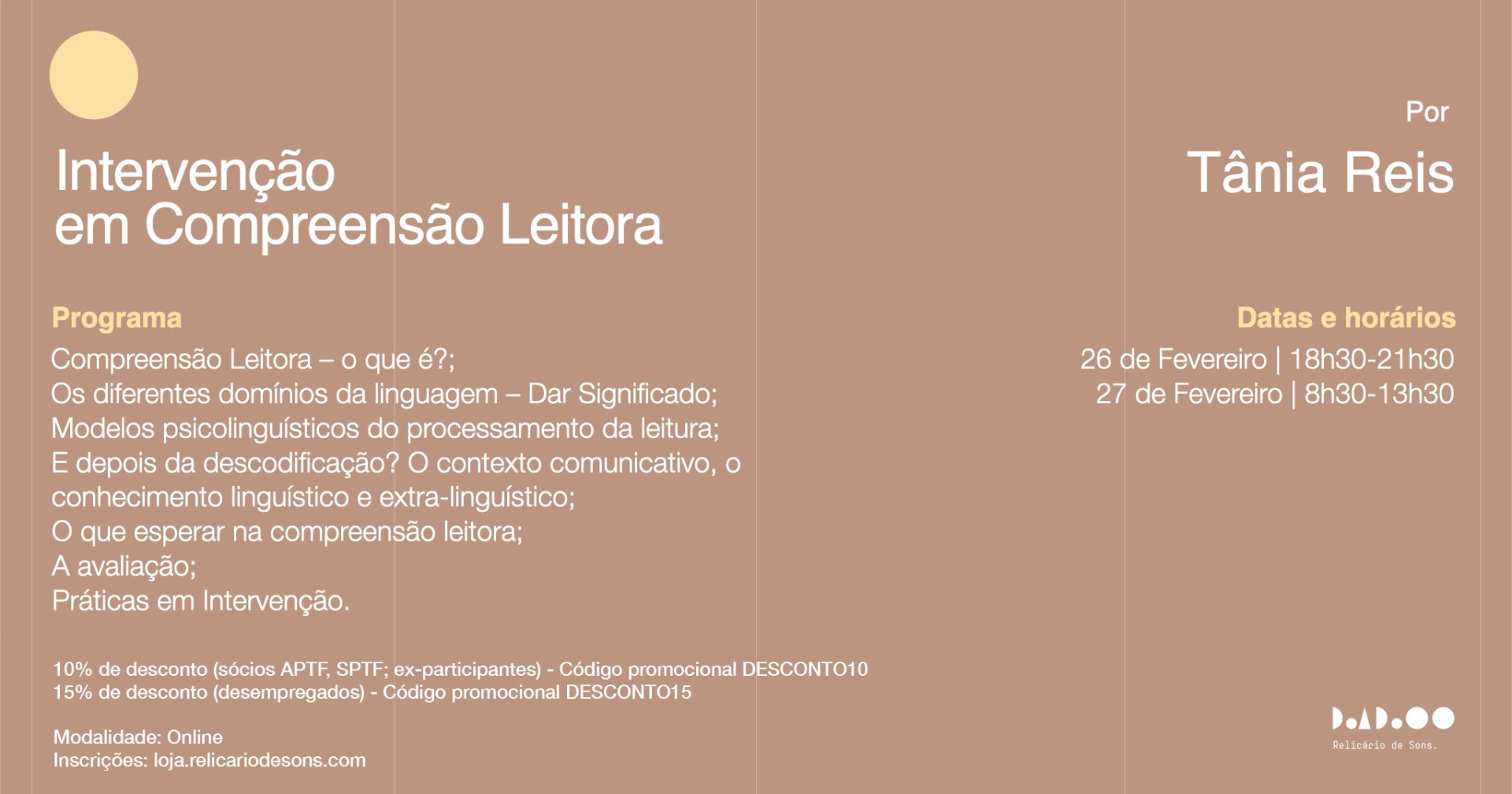 Intervenção em Compreensão Leitora (Fevereiro 2027) Cartaz do curso Intervenção em Compreensão Leitora com detalhes e descontos